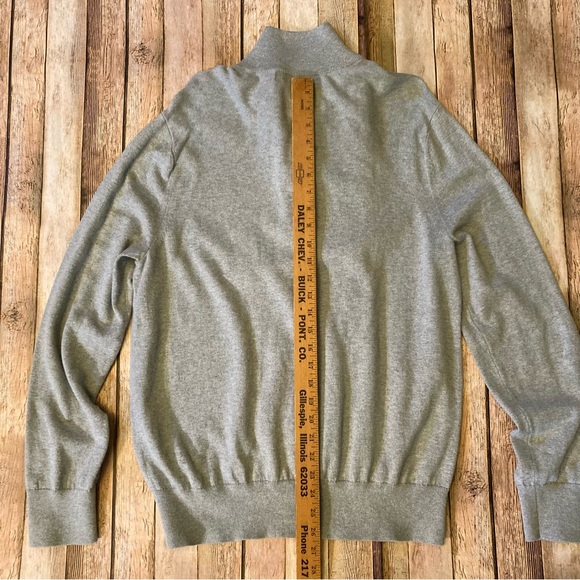 EUC Banana Republic Sweater Mens Large Cotton Cashmere 1/4 Button Pullover Gray - Picture 6 of 8